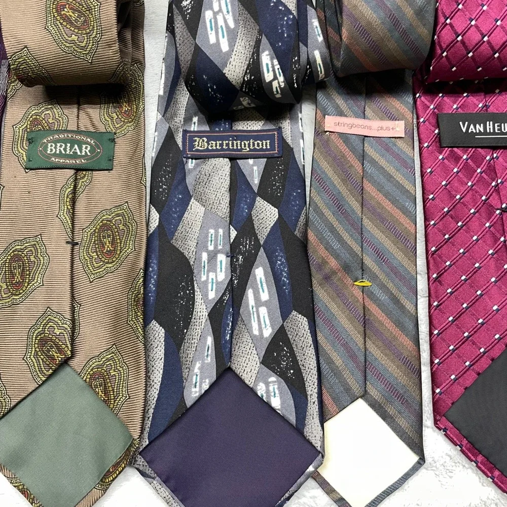 Mixed Brand Lot of 7 Mens Neckties OS Multicolor Silk Polyester Patterned Bundle